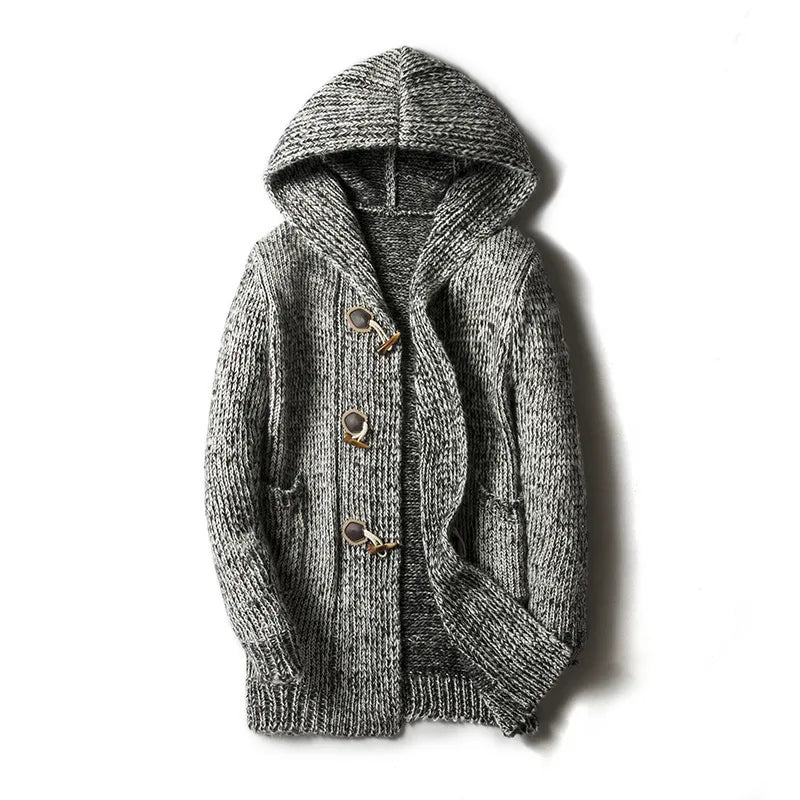 Lowry | Men's Knitted Hooded Cardigan  - Size:S;Color:Slate Gray
