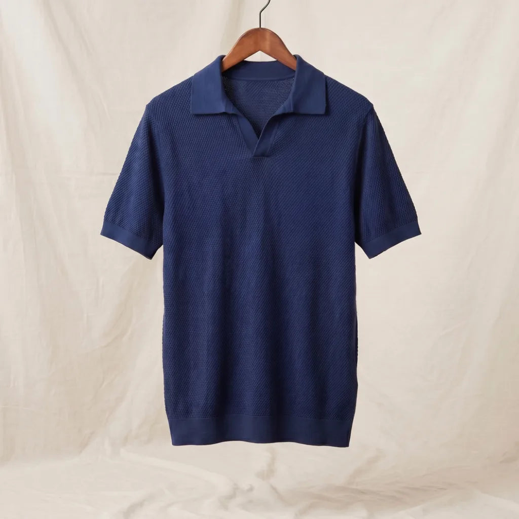 Lucas Cotton Pique Polo - Color:Light Blue;Size:S