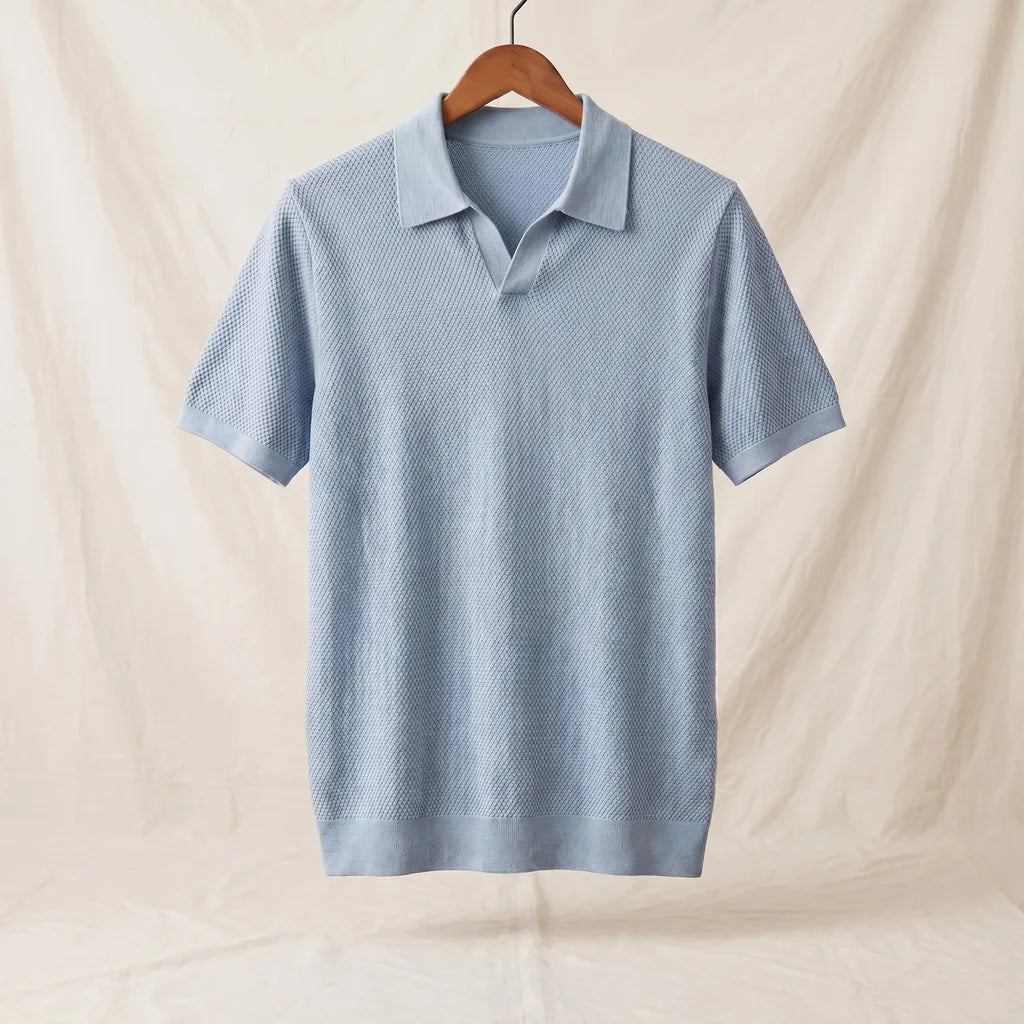 Light Blue Lucas Cotton Pique Polo 2