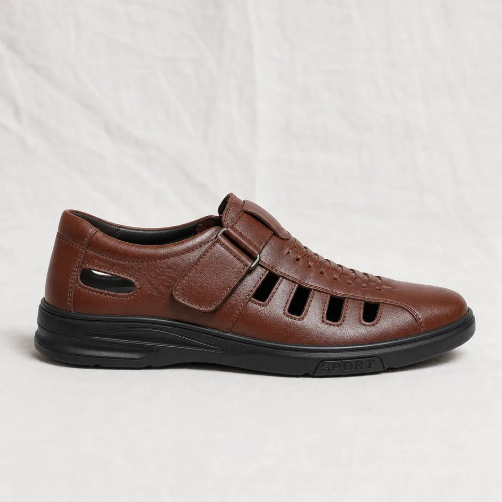 Men's Lucas Leather Cut-Out Sandals