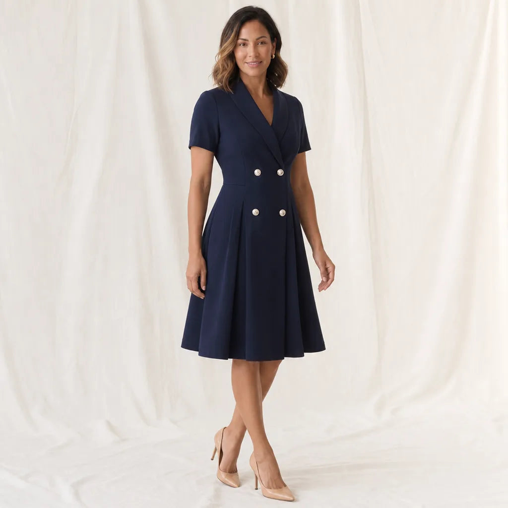 Women's Navy Lucille Short-Sleeve Blazer Dress