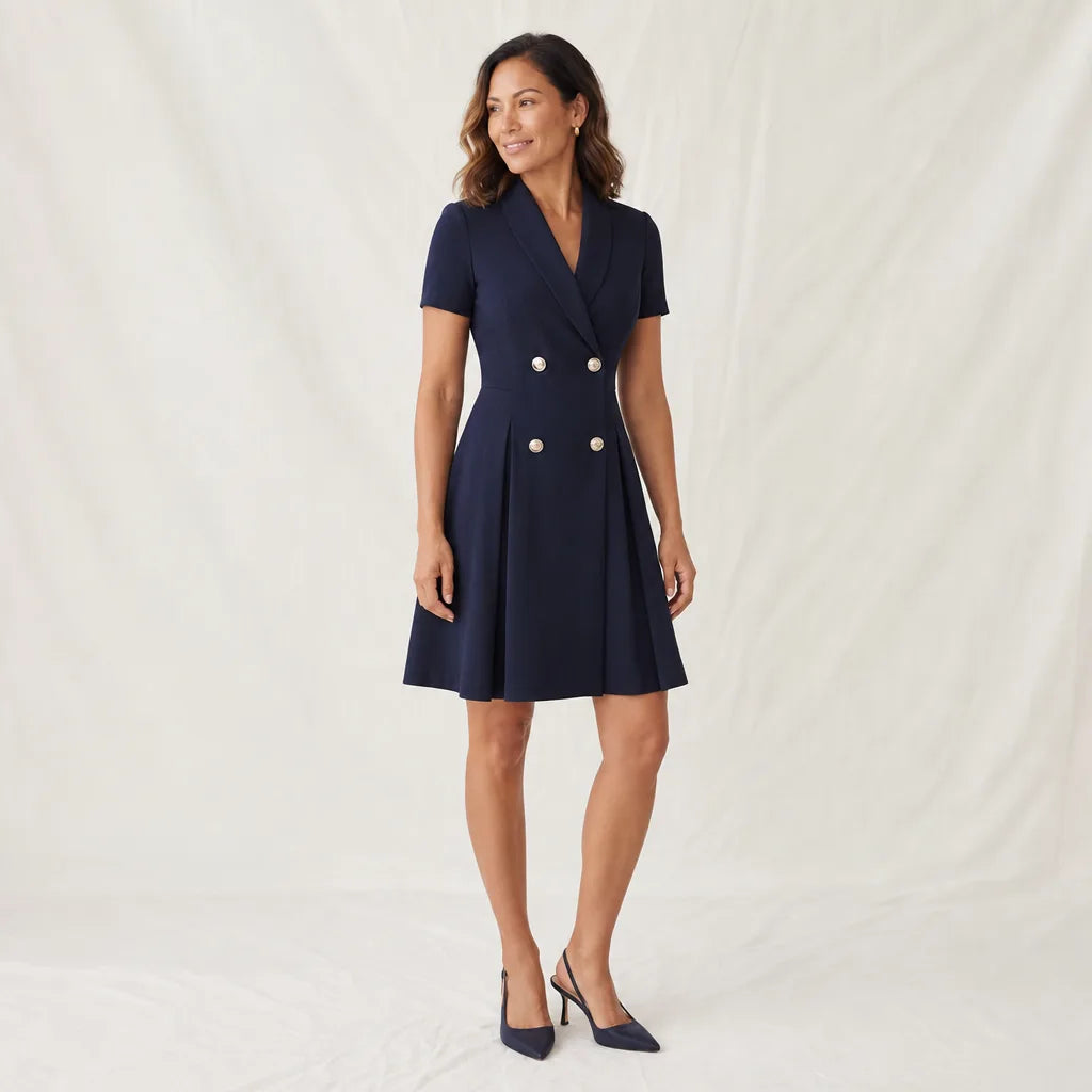 Women's Navy Lucille Short-Sleeve Blazer Dress