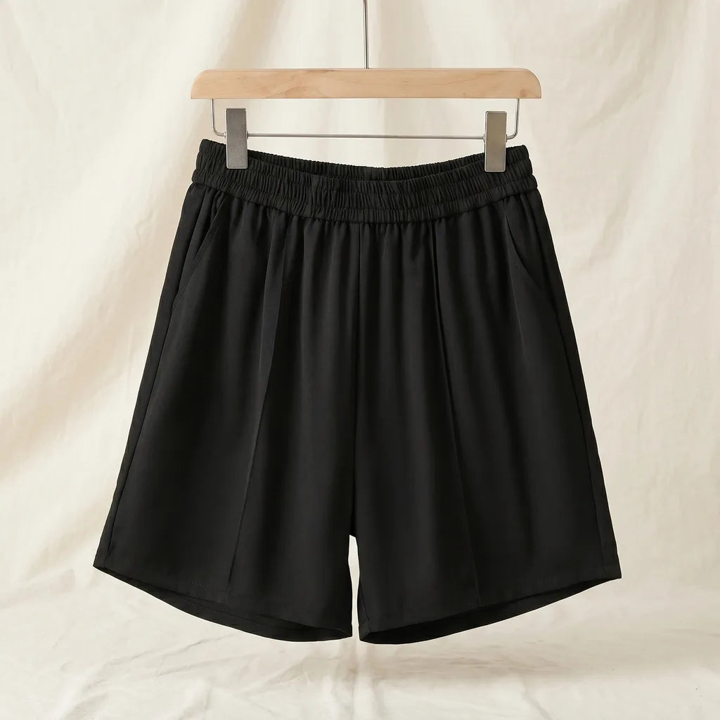 Women's Black Lucinda High-Waist Wide-Leg Shorts