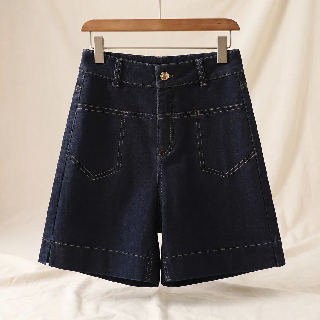 Lucy High-Waist Denim Shorts - Color:Black;Size:S