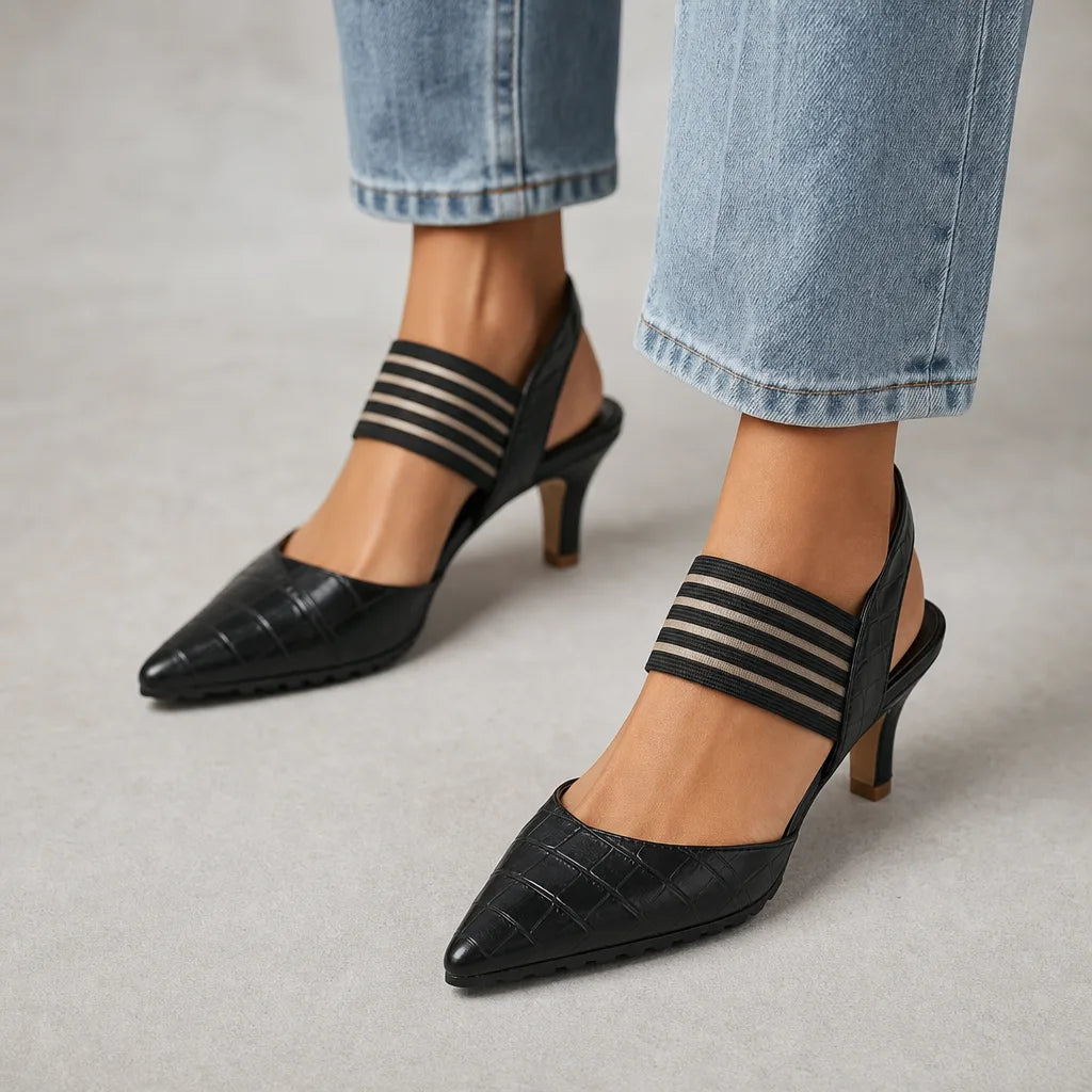 Women's Black Veronica Slingback Strap Heels (Copy)