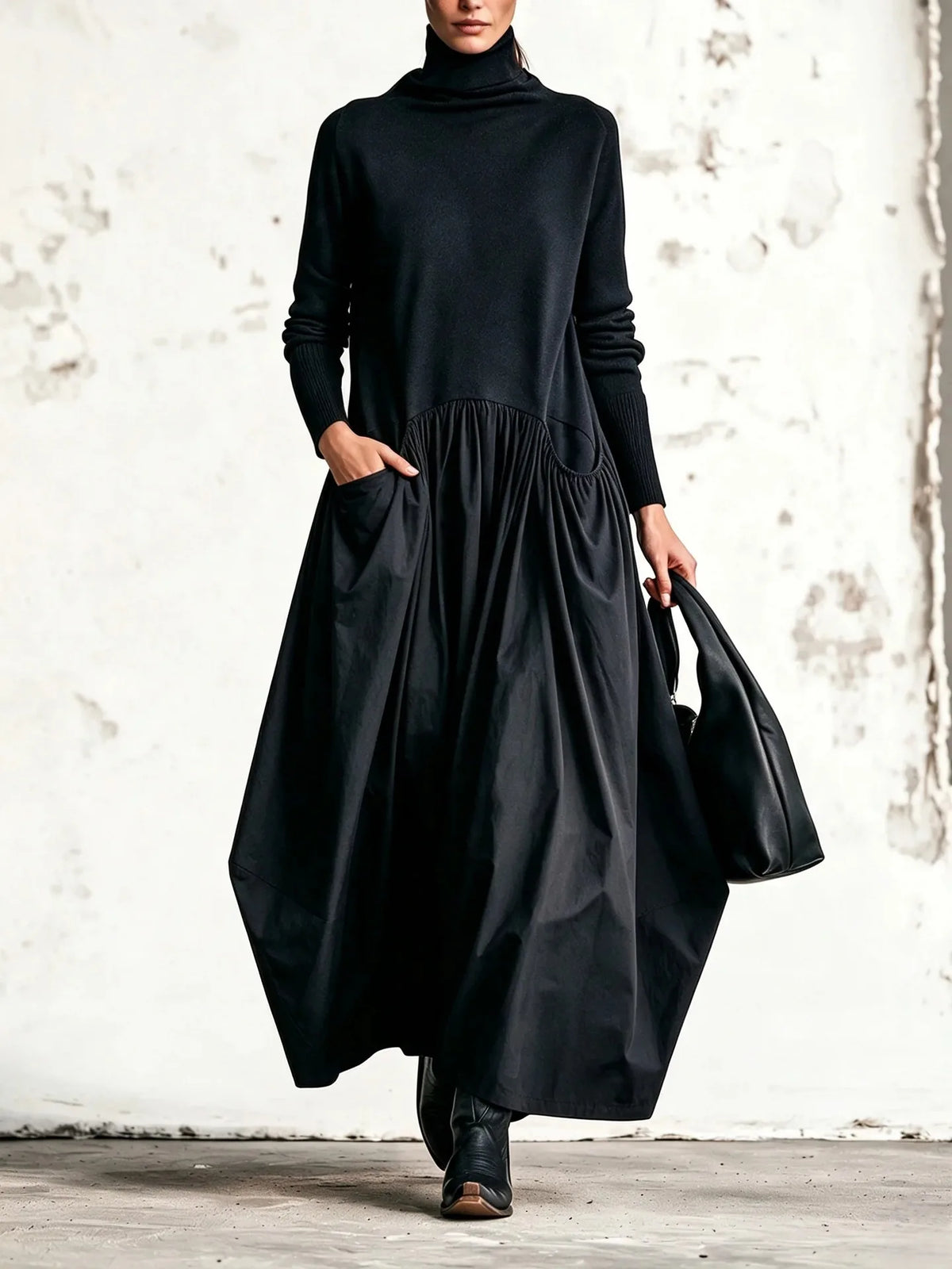 Lyra | Women's Oversized Maxi Dress - Color:Black;Size:XS