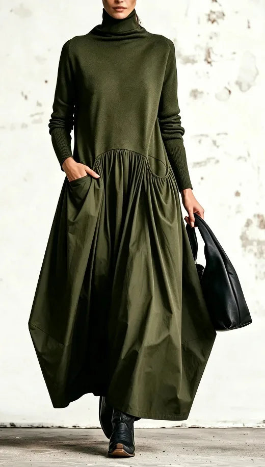 Lyra | Women's Oversized Maxi Dress - Color:Green;Size:XS