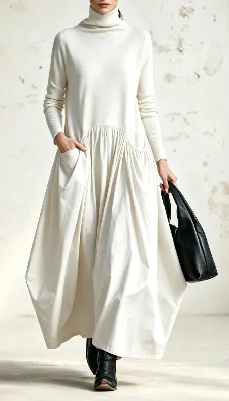 Lyra | Women's Oversized Maxi Dress - Color:White;Size:XS