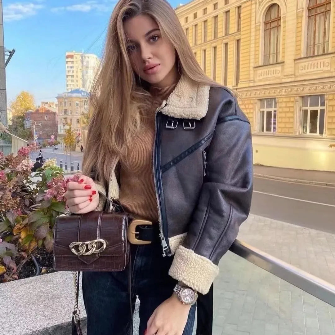 Women's Coffee Brown Mabry | Women's Belted Aviator Jacket