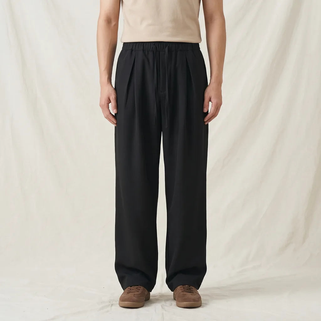 Black Mahoney Straight-Leg Drawstring Trousers 1
