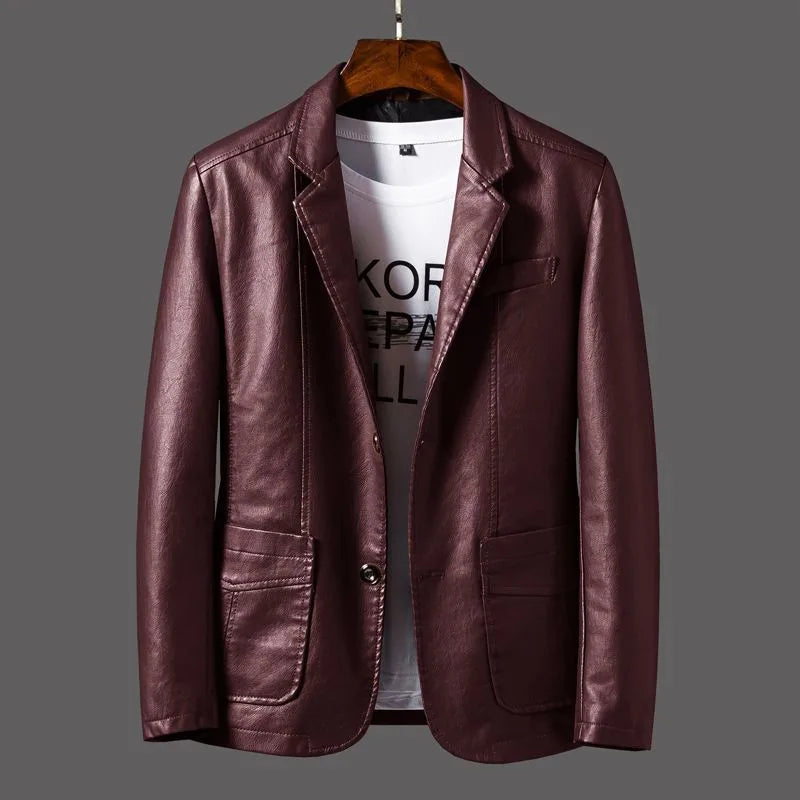 Malik | Men's Blazer Jacket  - Burgundy Red