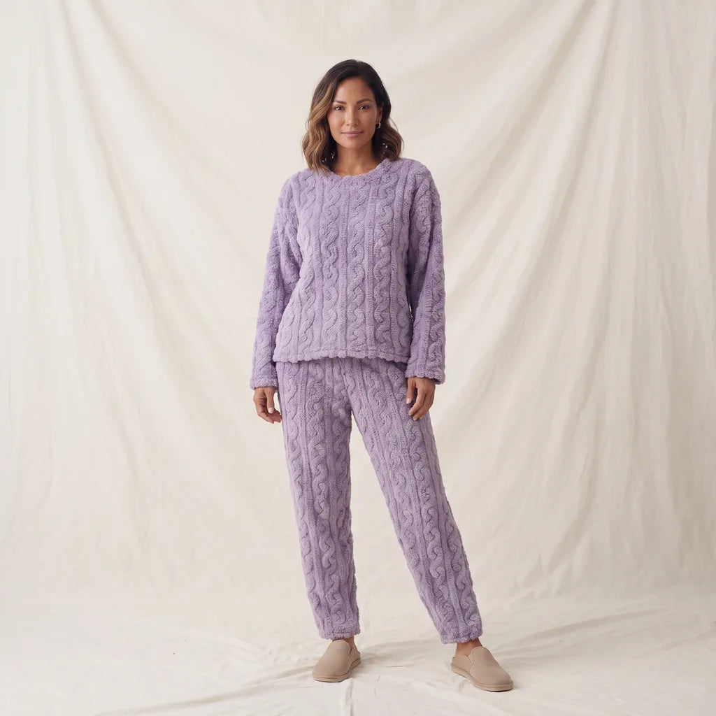 Maren Women's Fleece Pajama Set - Color:Purple;Size:XS