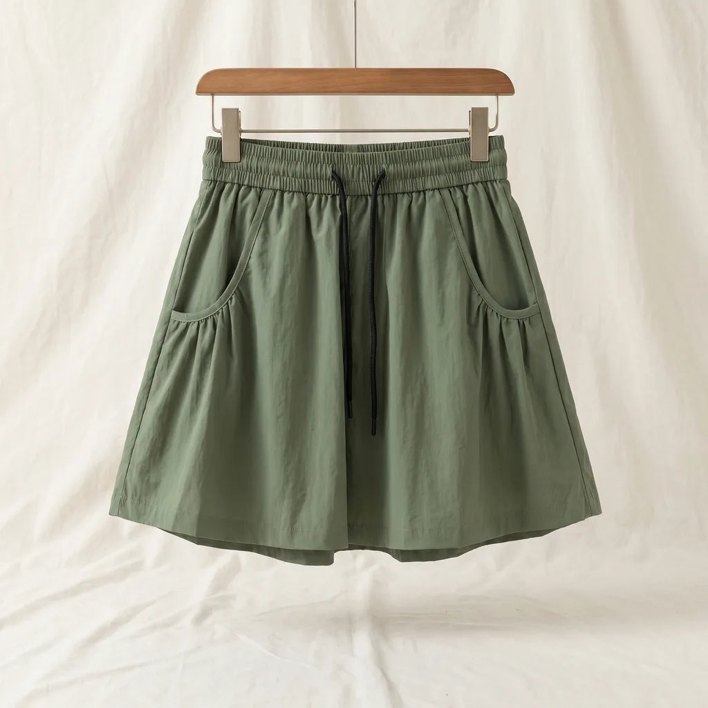 Margaret High-Waist Cargo Skort - Color:Army;Size:S