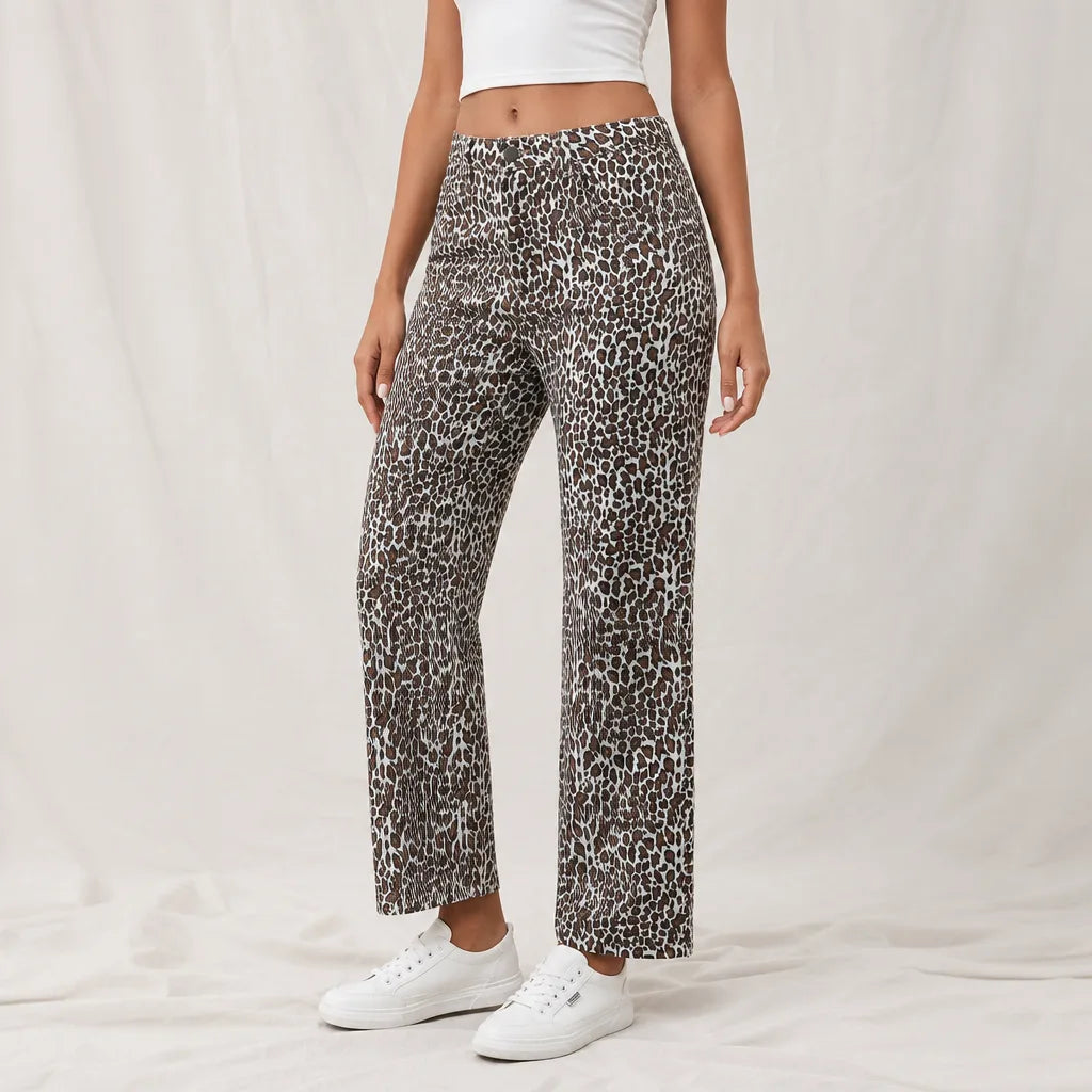 Women's Leopard Print Margaret Leopard Straight Jeans