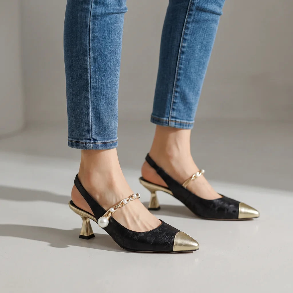 Women's Black Frances Pointed Strap Sandals
