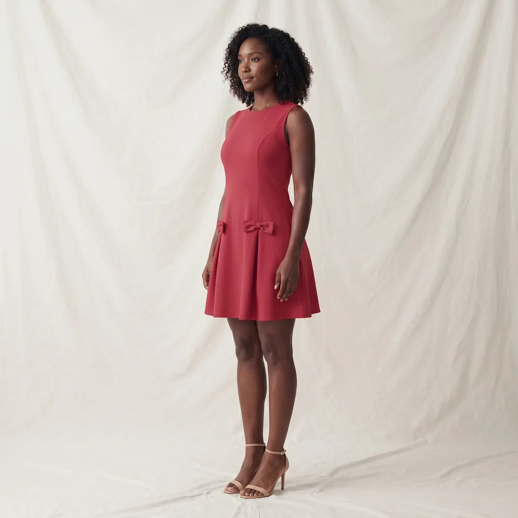 Women's Red Hartley Bow Sleeveless Dress