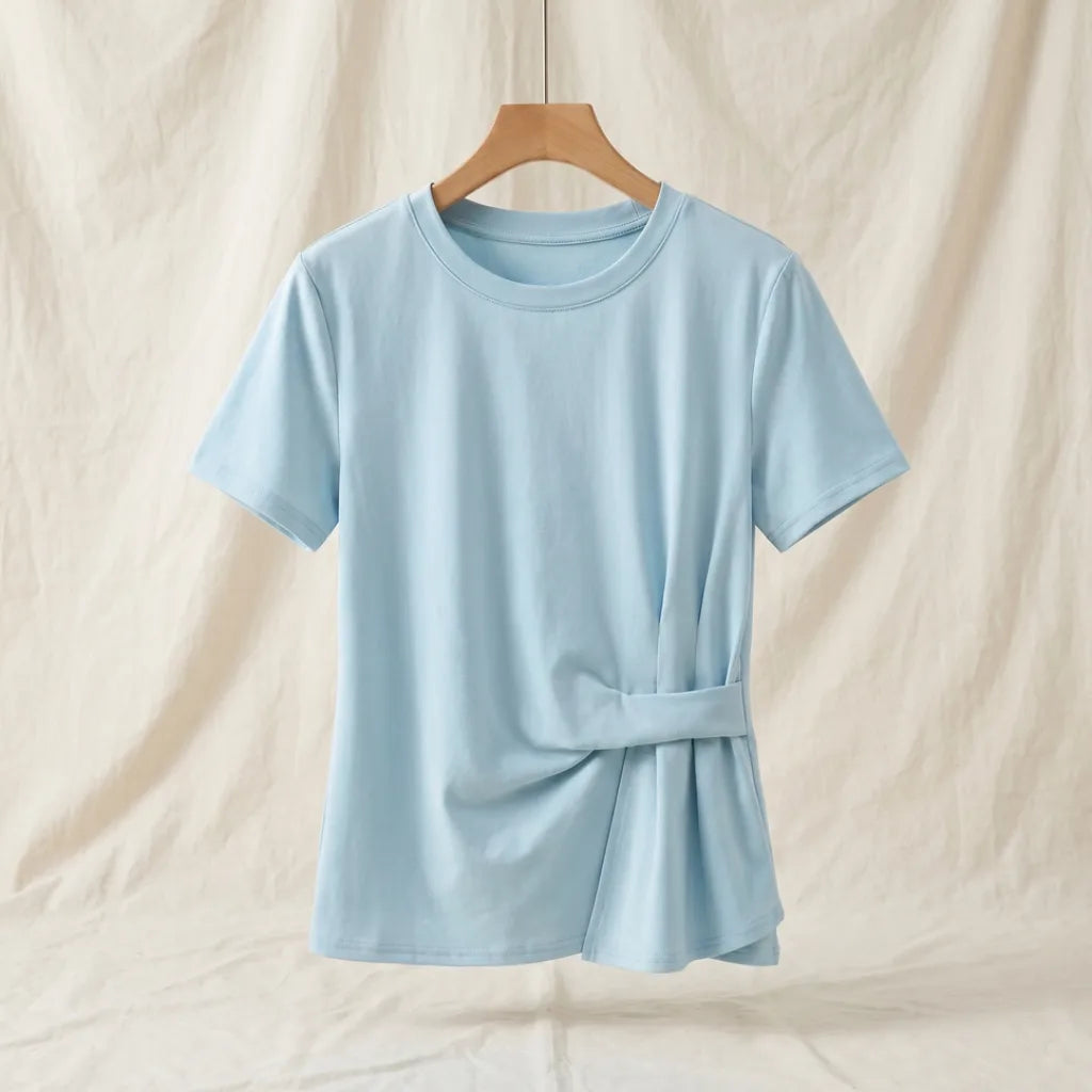 Mariel Cotton T-Shirt - Color:Blue;Size:XS
