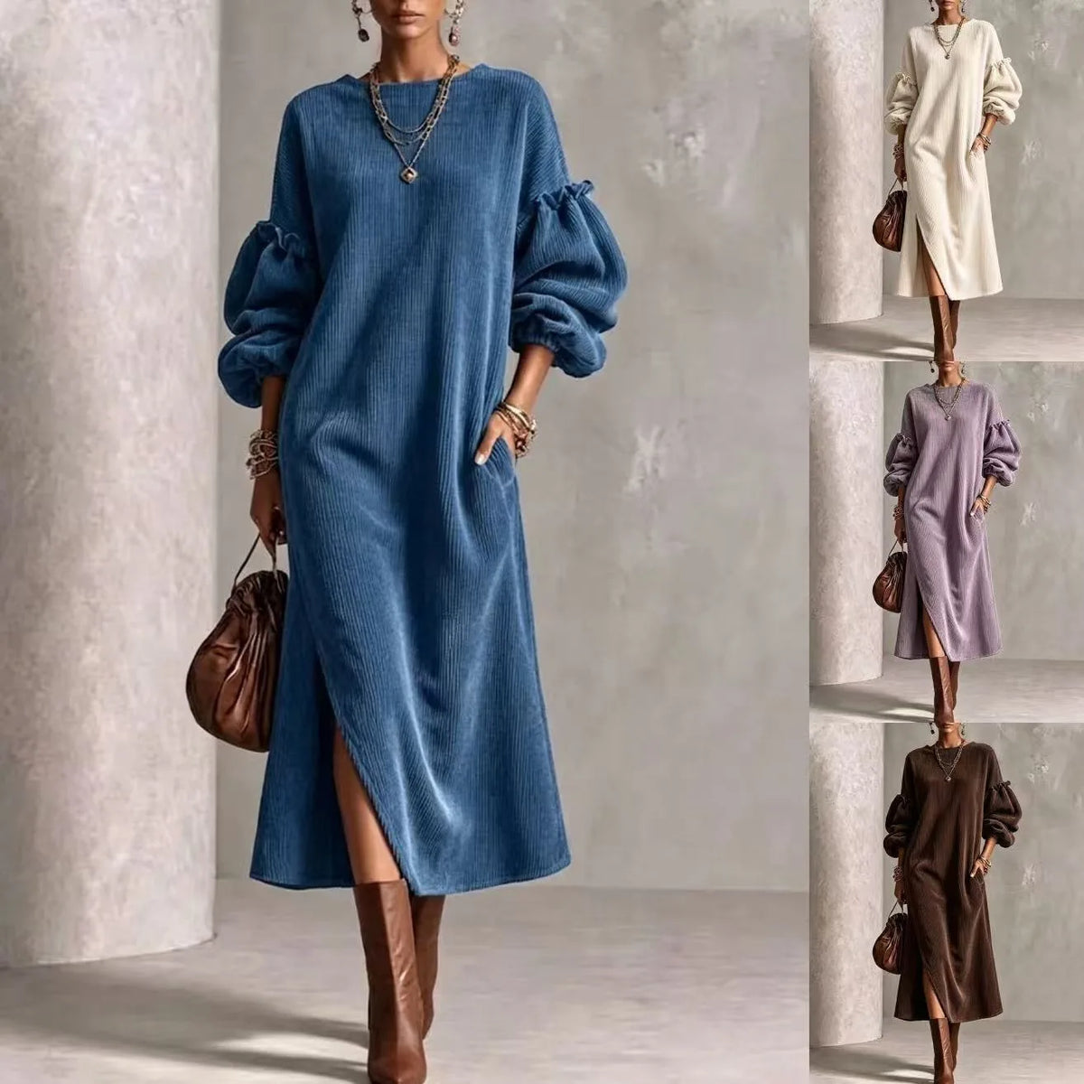 Women's Marigold | Women's Puff-Sleeve Maxi Dress