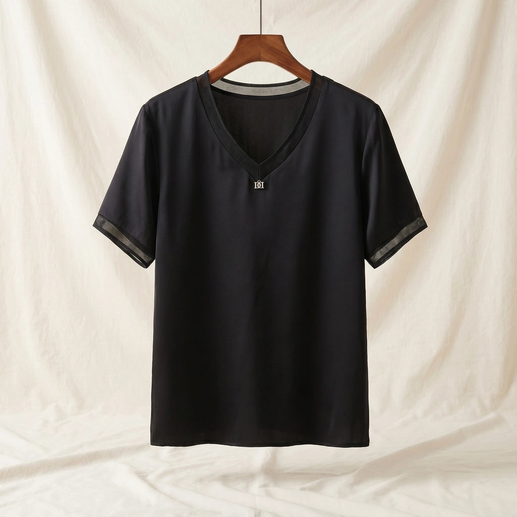 Marisol V-Neck Top - Color:Black;Size:S
