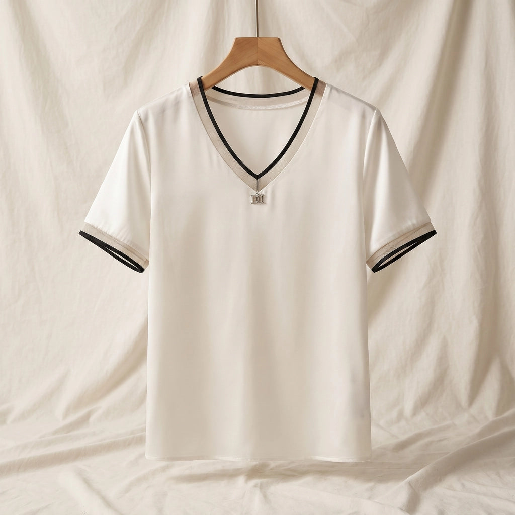 Marisol V-Neck Top - Color:Champagne;Size:S