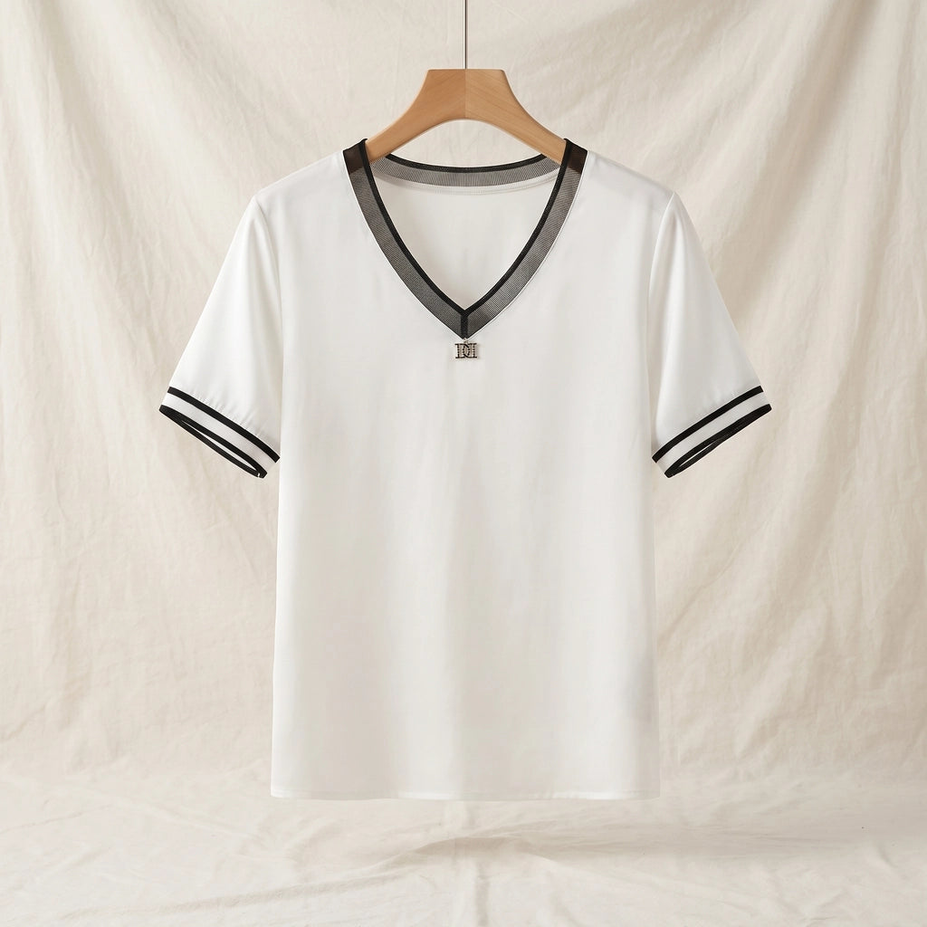 Marisol V-Neck Top - Color:White;Size:S