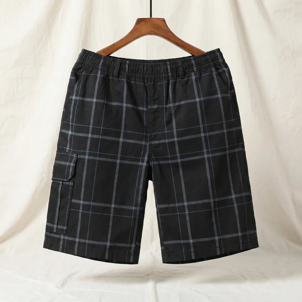 Marlon Cotton Check Shorts - Color:Black;Size:L