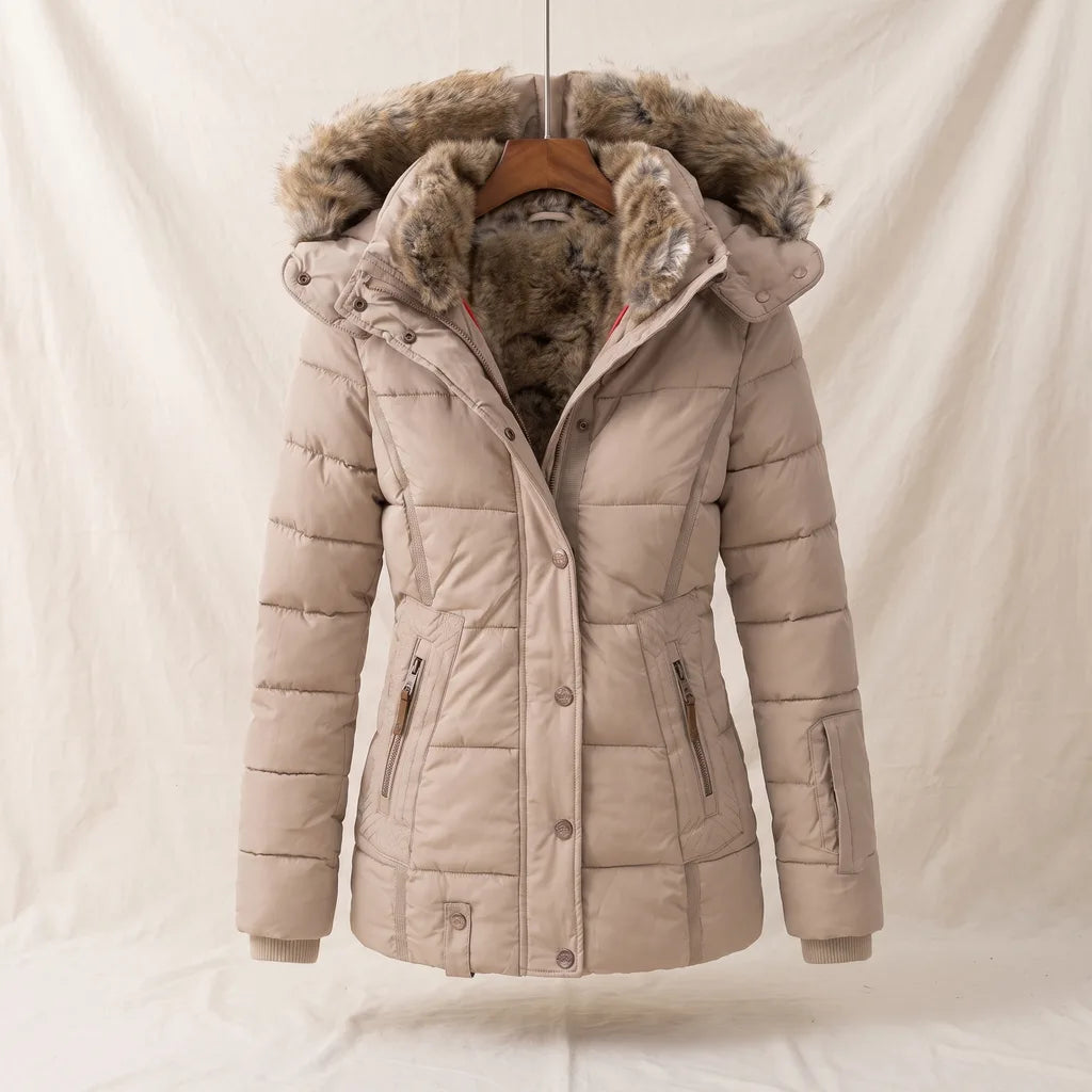 Marlowe | Women's Puffer Coat  - Color:Beige;Size:XS