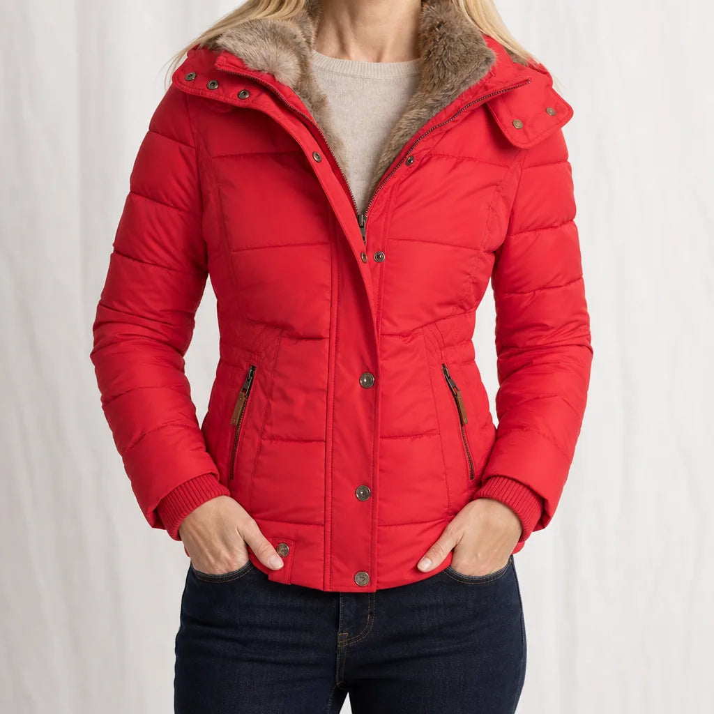 Women's Red Cannon Hooded Padded Coat
