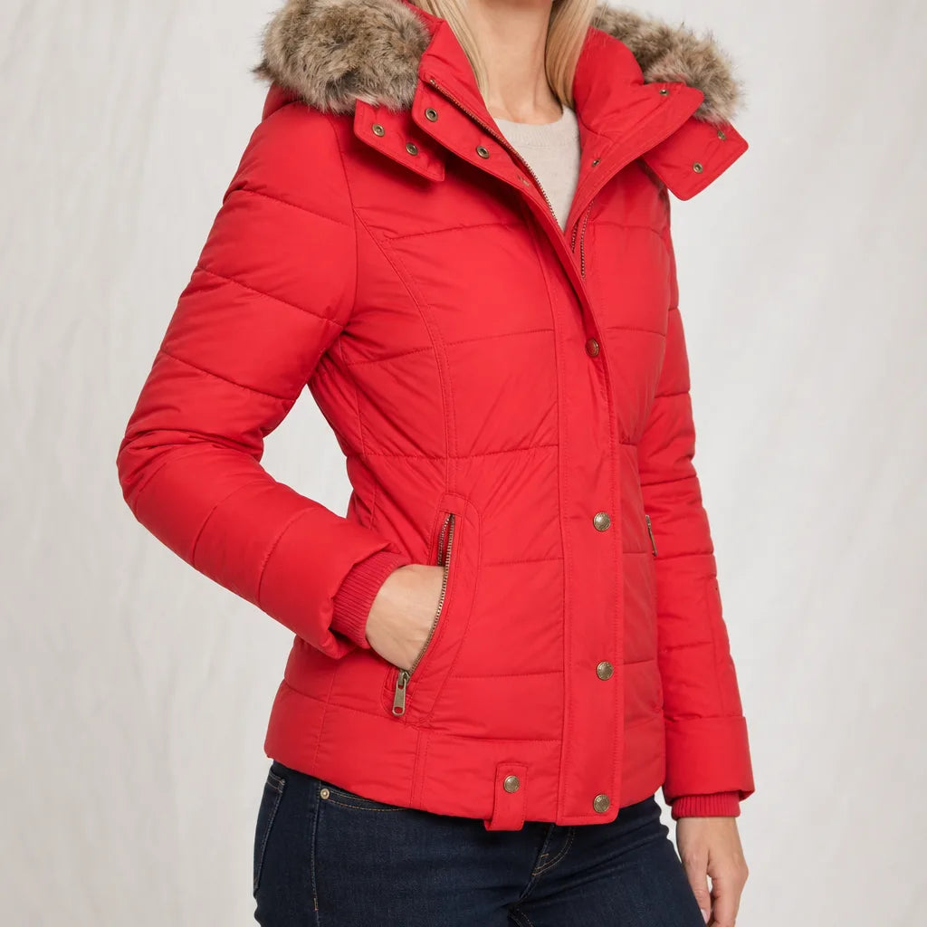 Women's Red Cannon Hooded Padded Coat
