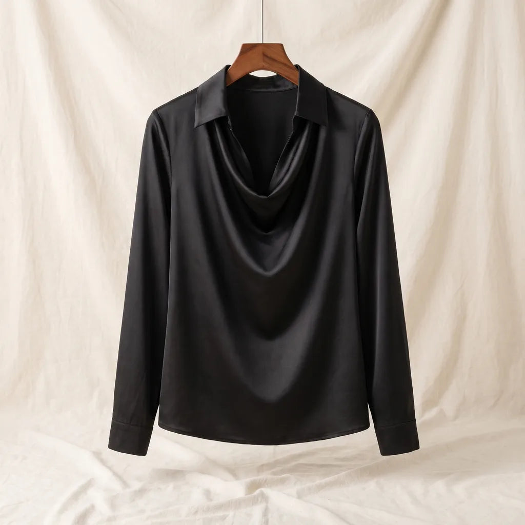 Women's Black Marsh Printed Collared Blouse