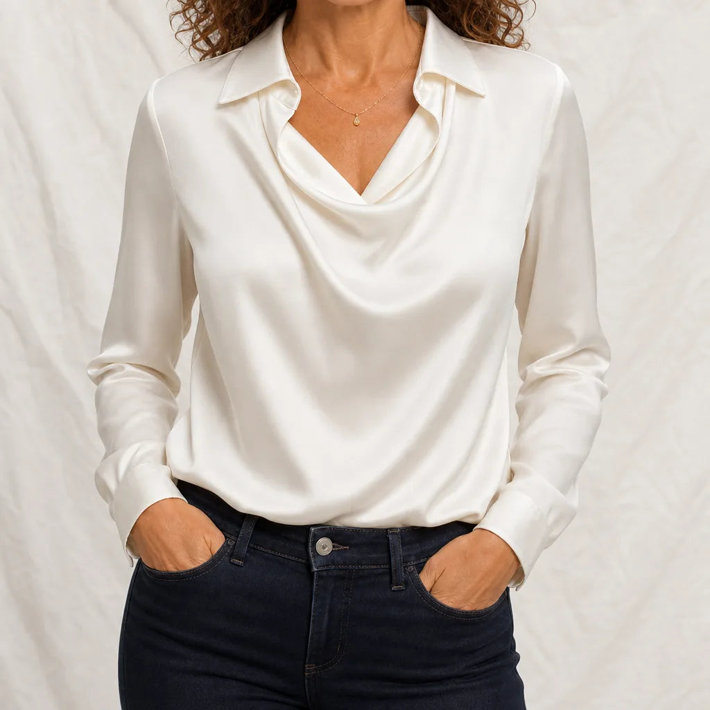 Marsh Pointed Collared Blouse - Color:White;Size:XXS