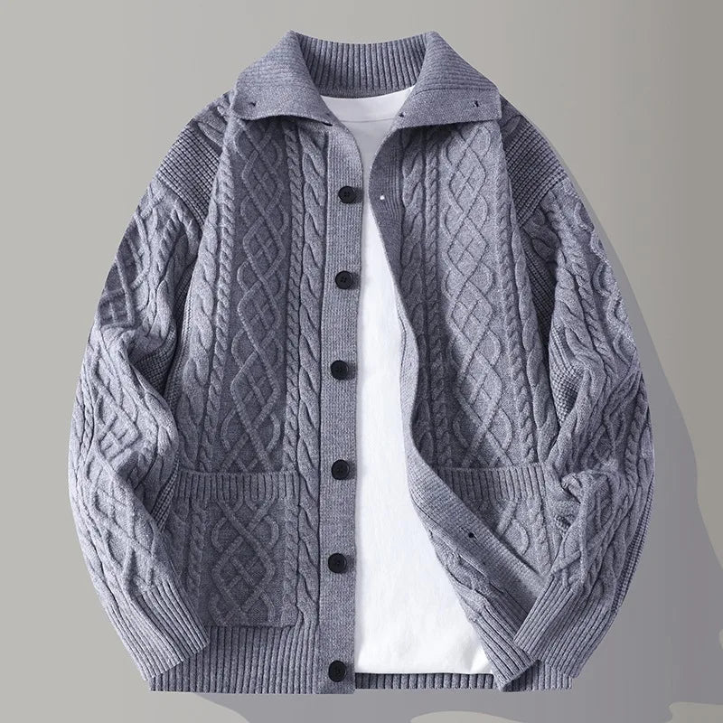 Marshall | Men's Knitted Cardigan Jacket - Color:Gray;Size:S
