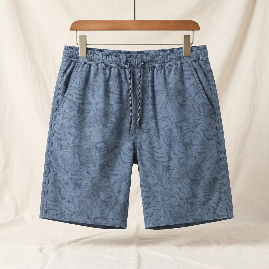 Martin Floral Cotton Shorts - Color:Blue;Size:M