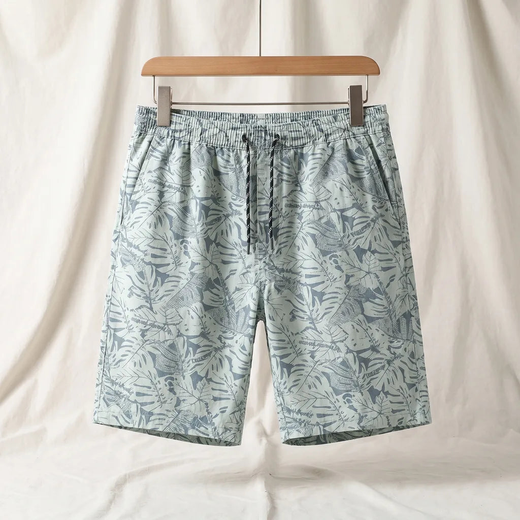 Martin Floral Cotton Shorts - Color:Khaki;Size:M