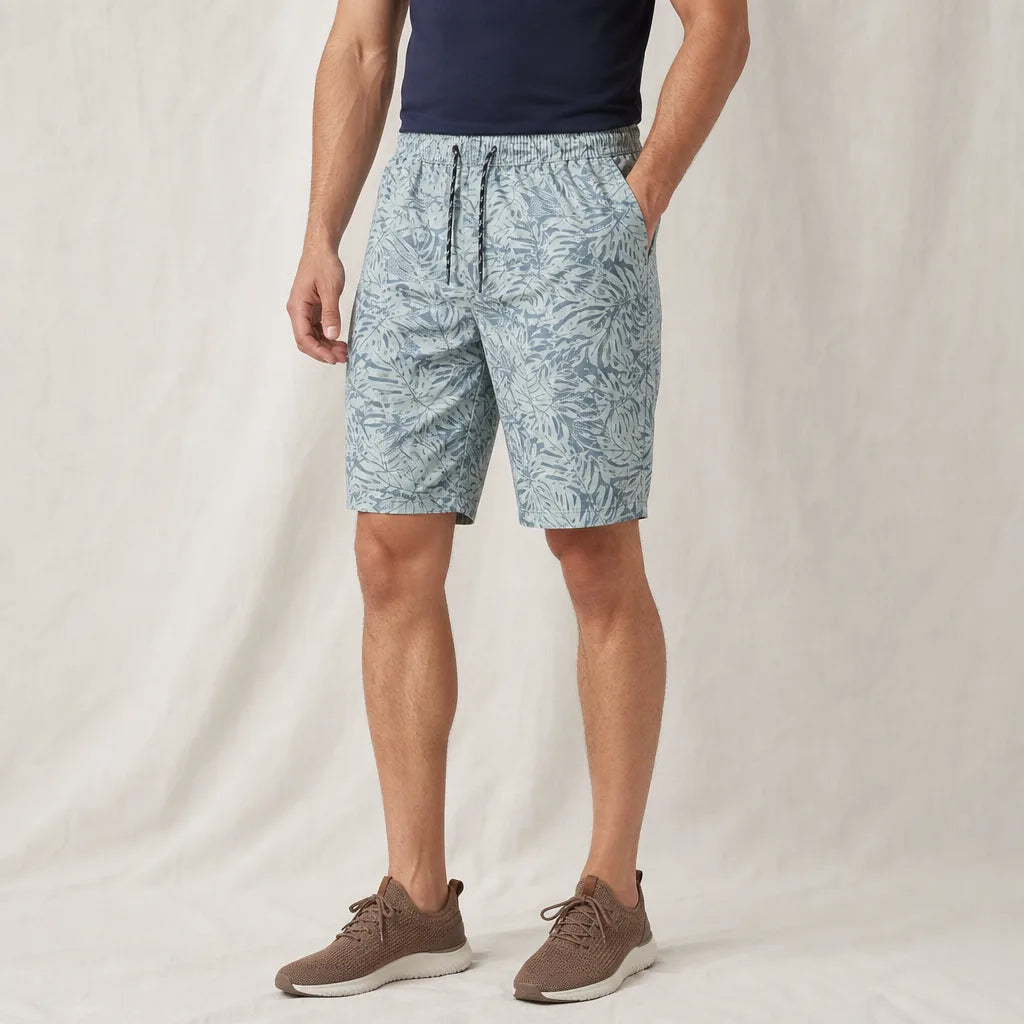 Men's Khaki Martin Floral Cotton Shorts
