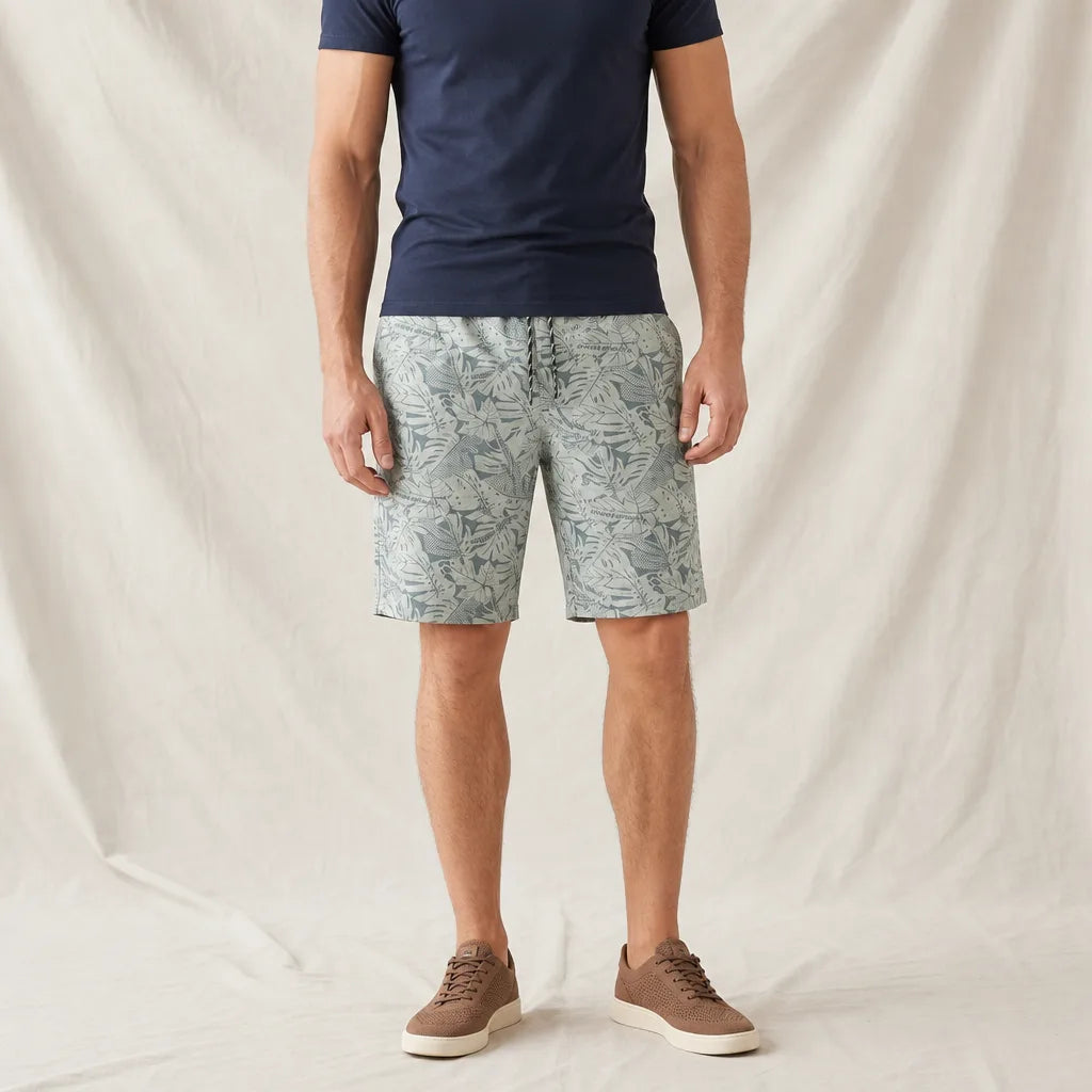 Men's Khaki Martin Floral Cotton Shorts