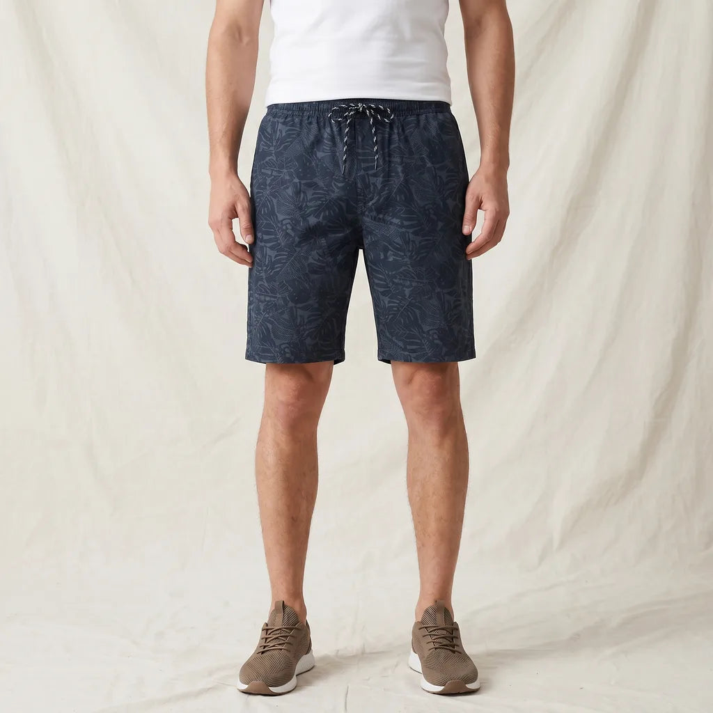 Men's Navy Morton Printed Cotton Shorts