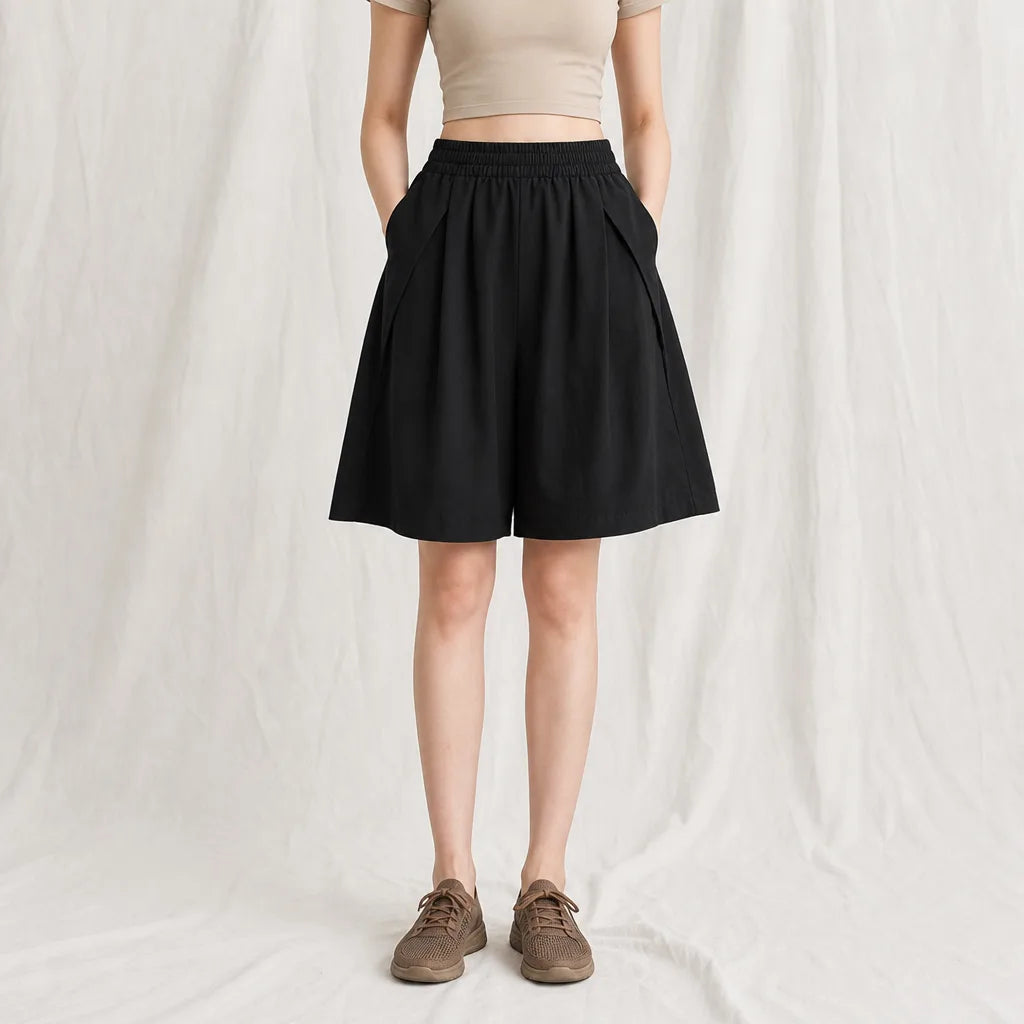 Women's Black Monroe Wide-Leg Jersey Shorts