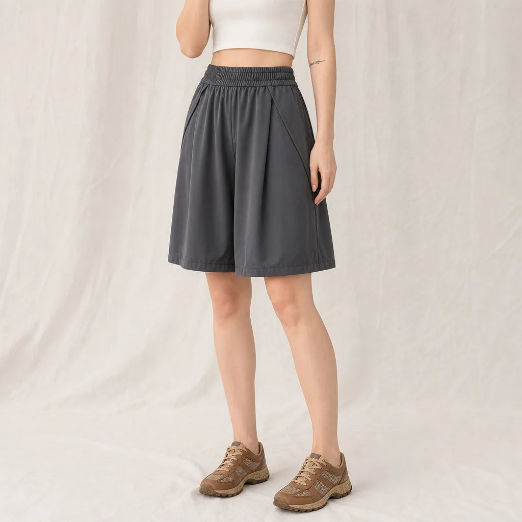 Women's Dark Gray Monroe Wide-Leg Jersey Shorts