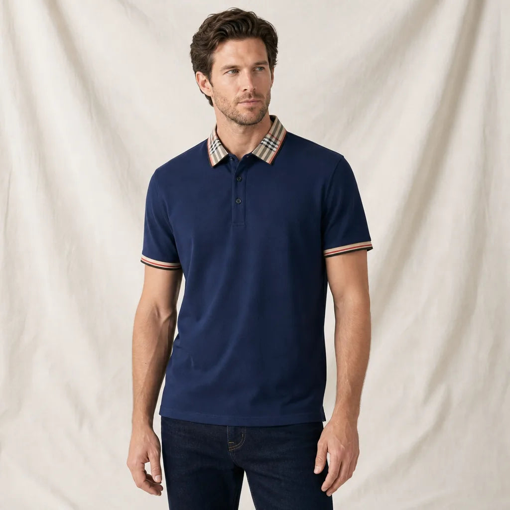 Men's Navy Adrian Knit Polo Shirt