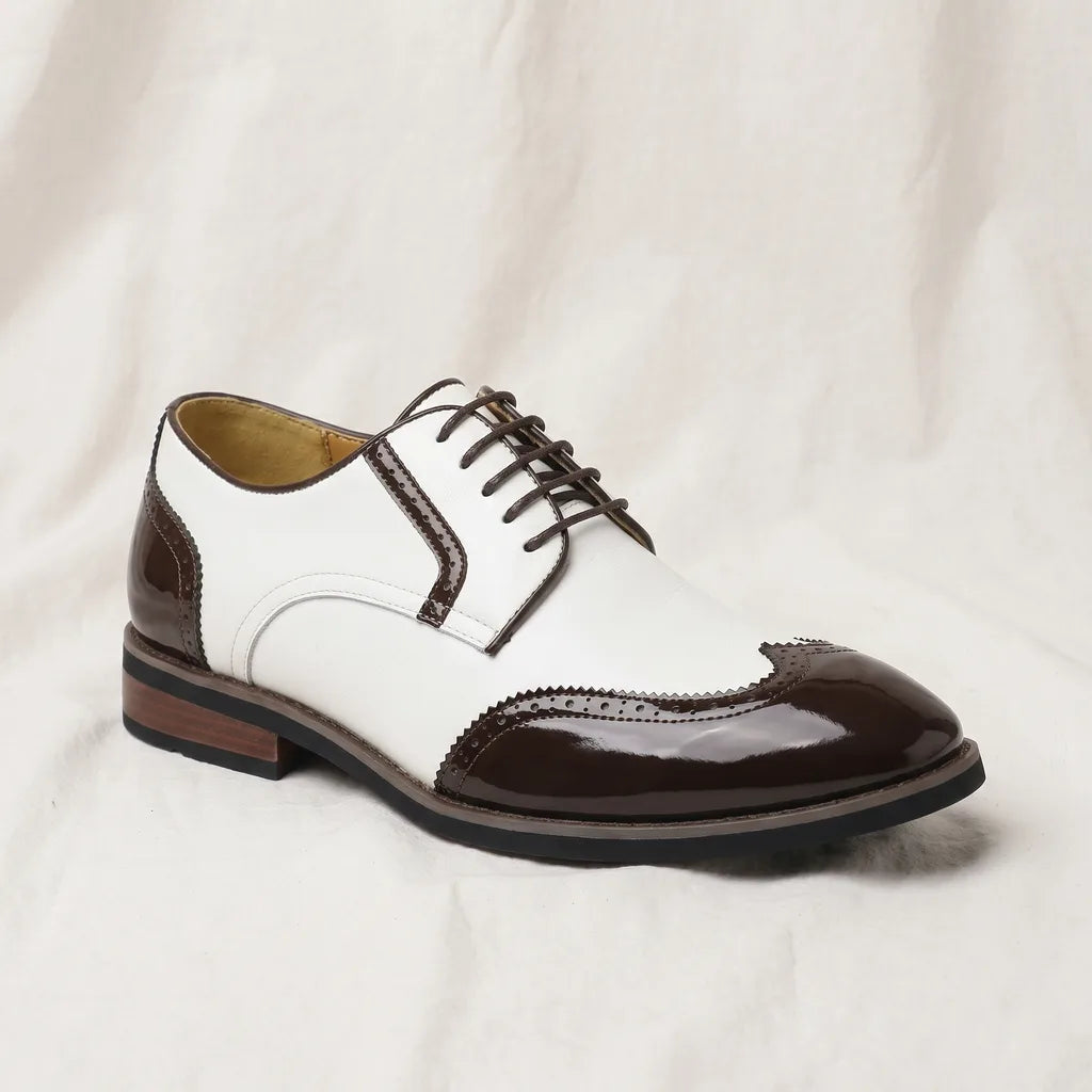Men's White Torrence Leather Brogue Derbies