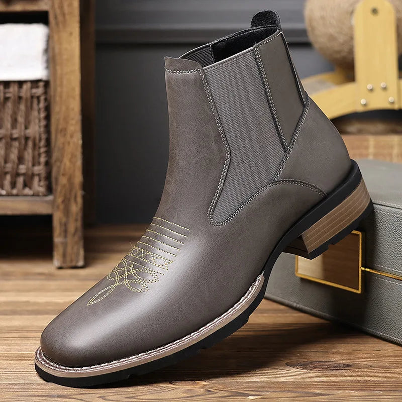 Mason | Men's Genuine Leather Boots - Color:Slate Gray;Size:38