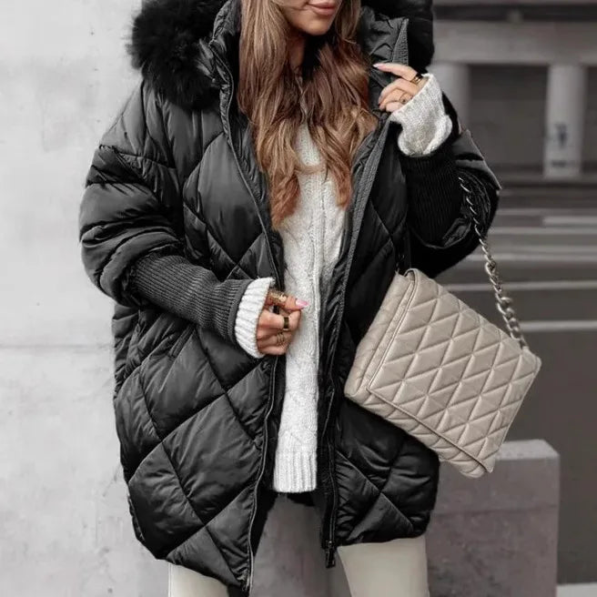 Mathilda | Women's Hooded Winter Cardigan Jacket - Color:Black;Size:XS