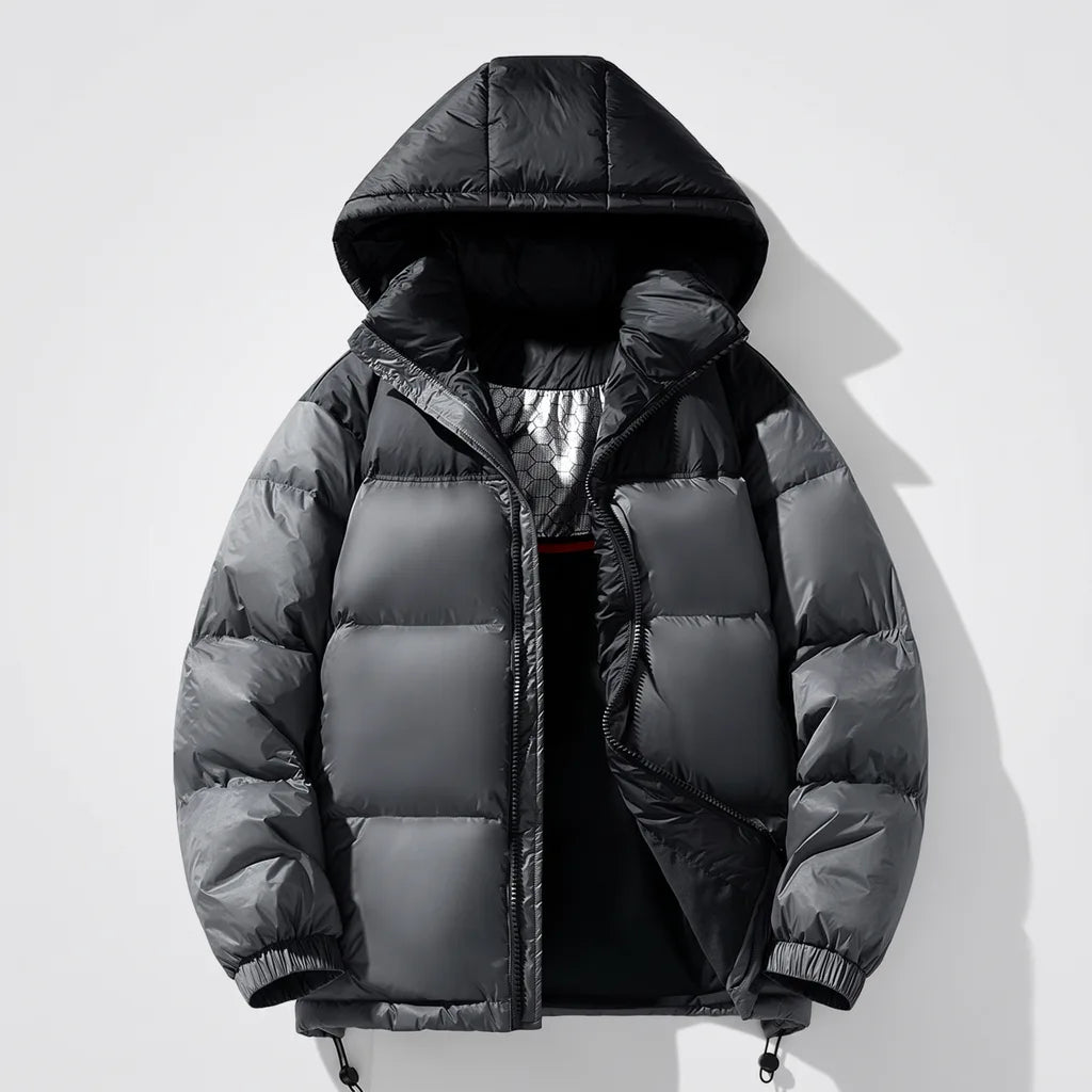 Maximilian | Men's Hooded Puffer Jacket - Color:Dark Gray;Size:XS