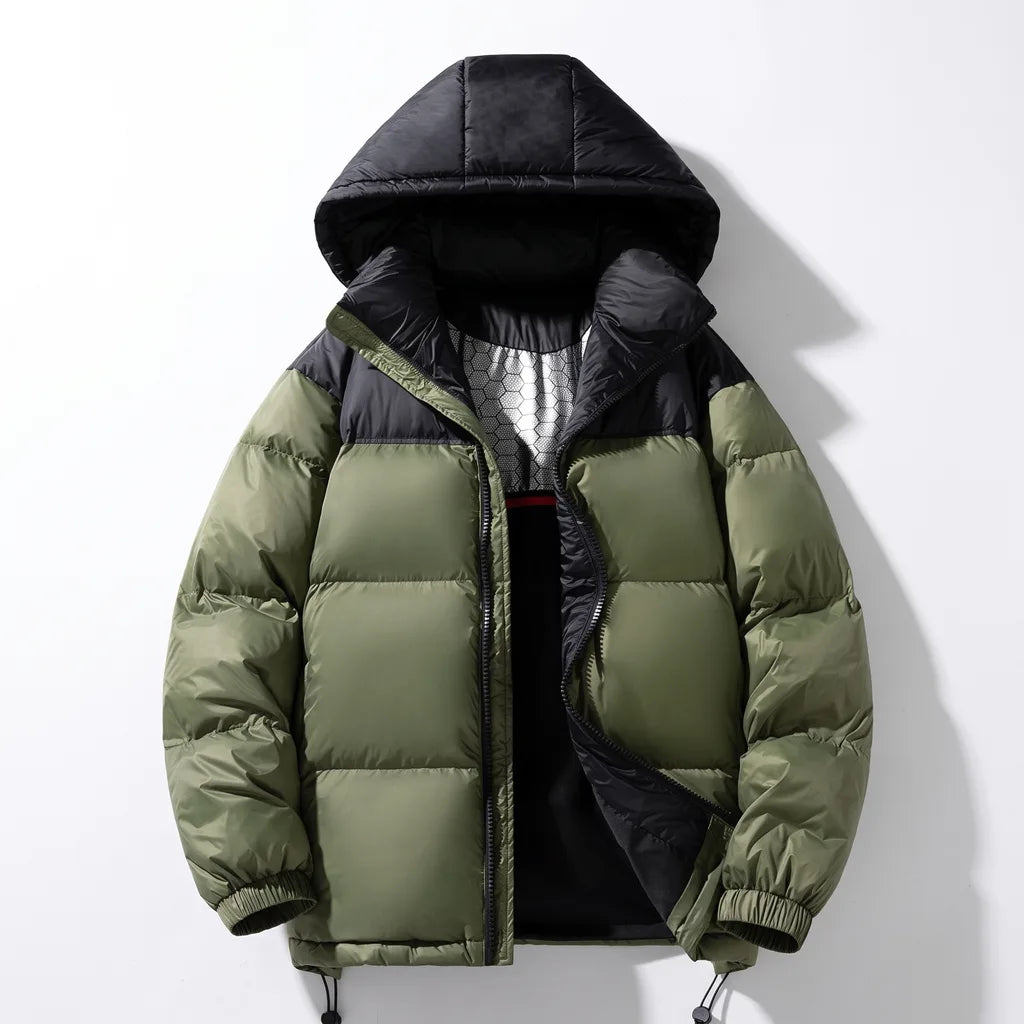 Maximilian | Men's Hooded Puffer Jacket - Color:Military Green;Size:XS