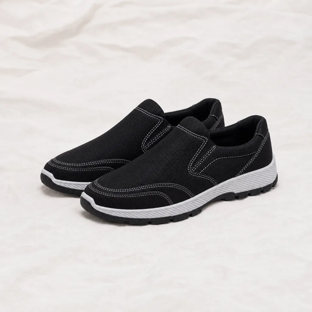 Mayfield Mesh Slip-On Plimsolls - Color:Black;Size:39