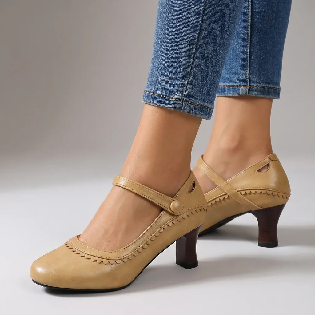 Melissa Mary Jane Heels - Color:Khaki;Size:35