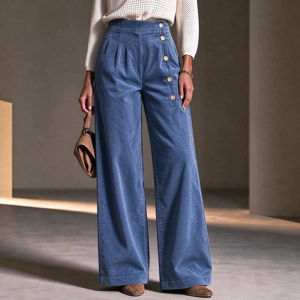 Melissa | Women's Wide-Leg Tailored Trousers - Color:Blue;Size:XS