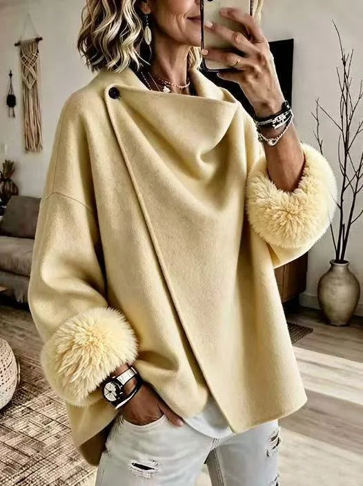 Melody | Women's Short Wool Coat  - Color:Light Yellow;Size:XS