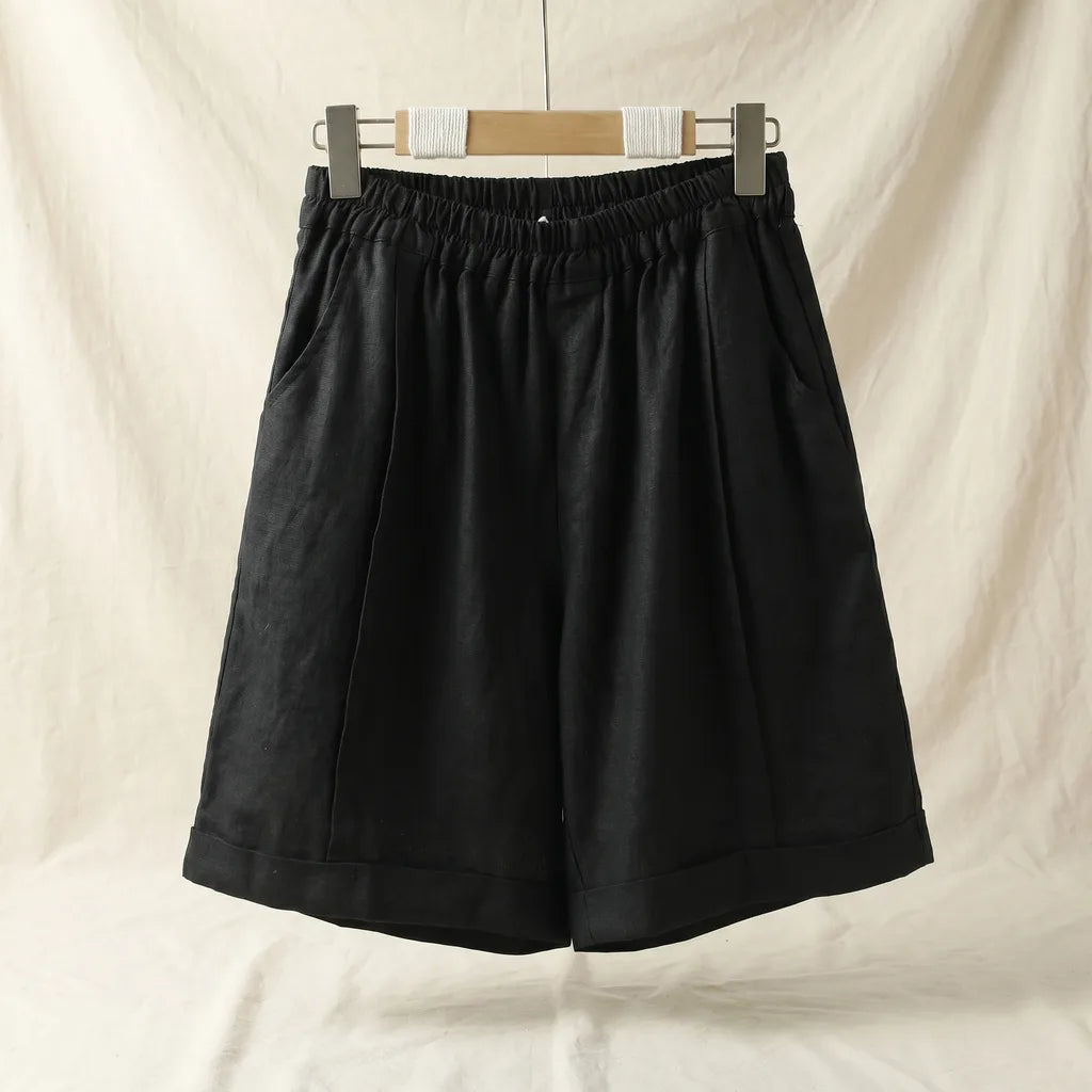 Women's Black Merrill Cotton Wide Leg Shorts